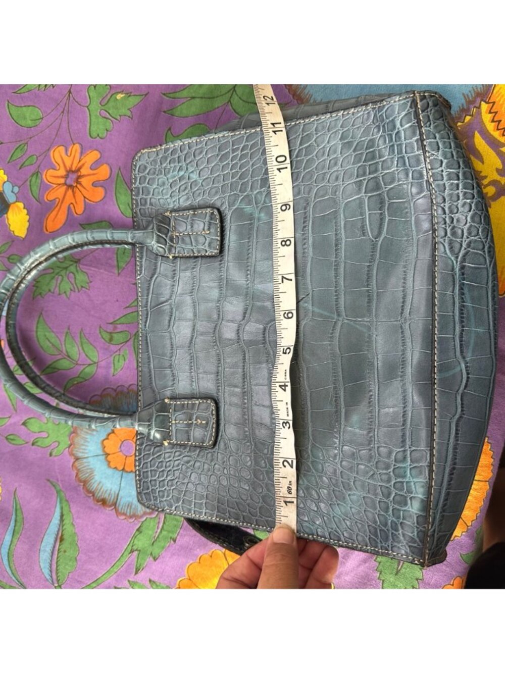 Tommy Hilfiger Vintage Y2K faux leather blue snake skin hand bag purse - Picture 7 of 11
